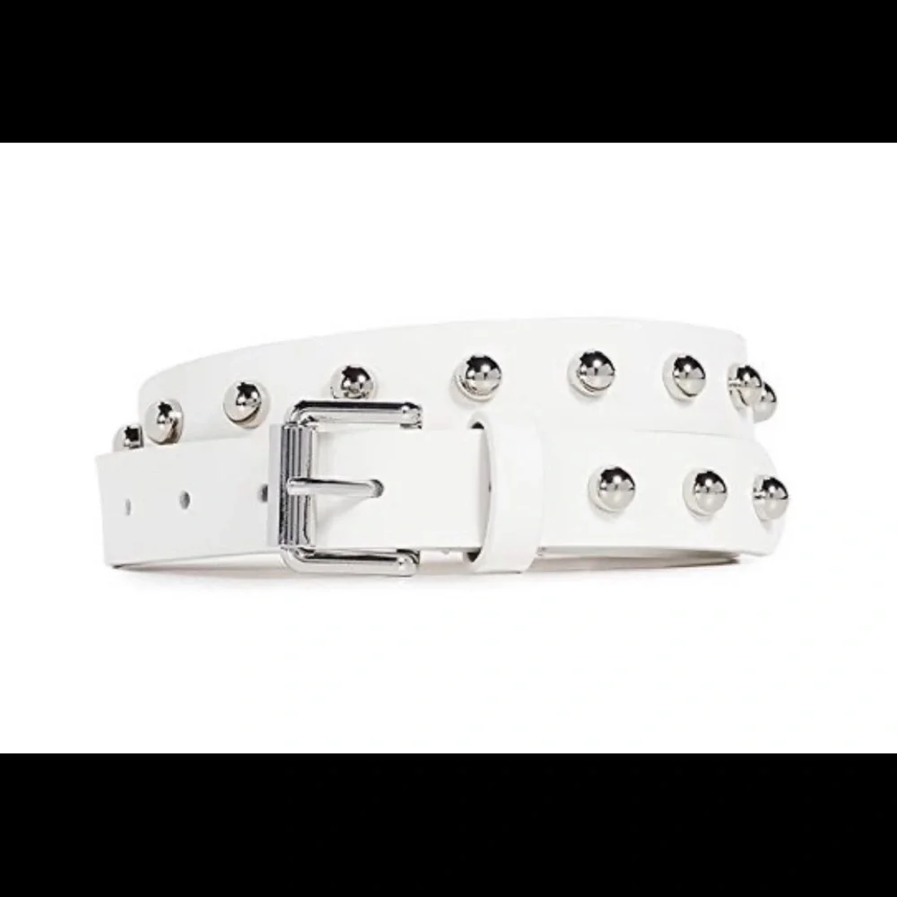 REBECCA Minkoff White Leather studded Belt Large L